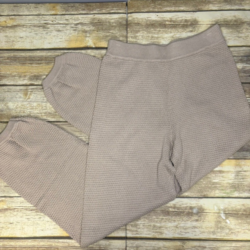 Free People Beach‎ Minimalist Neutral Boho Waffle Knit Barrel Leg Pull-On Pant S
